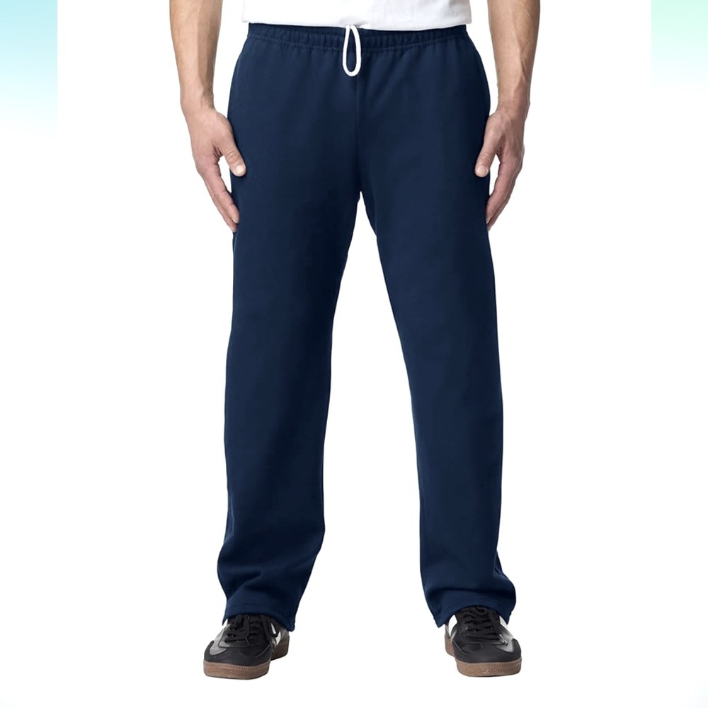 NWT Gildan Adult Fleece Open Bottom Sweatpants with Pockets, Size Large